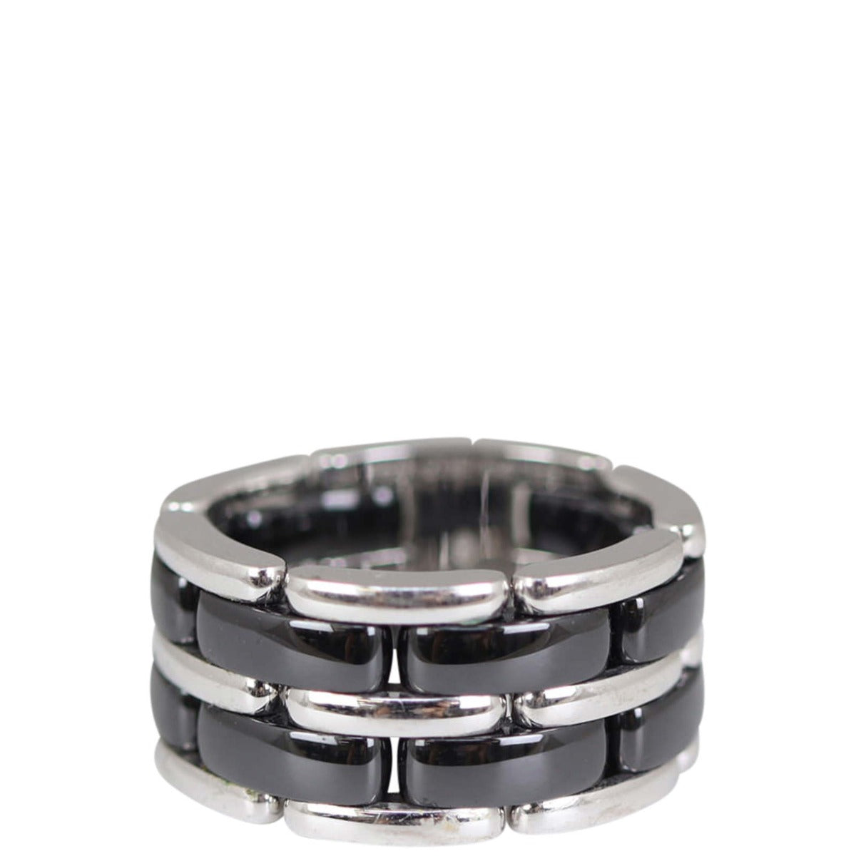 Chanel Ultra Large 18k White Gold Ceramic Ring Side