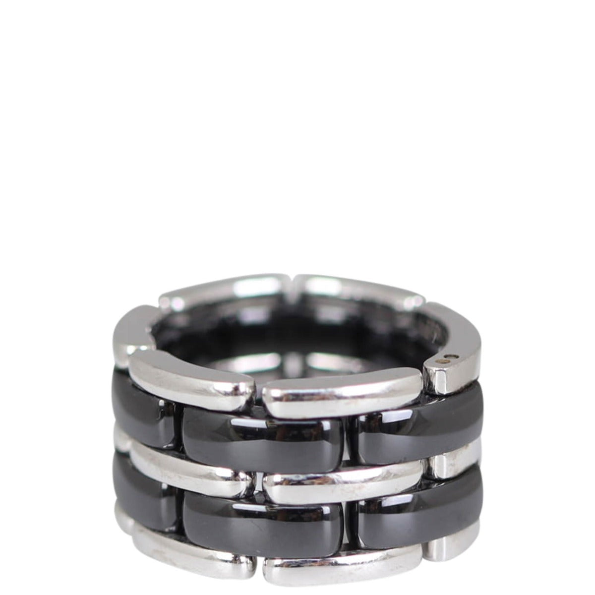 Chanel Ultra Large 18k White Gold Ceramic Ring Side