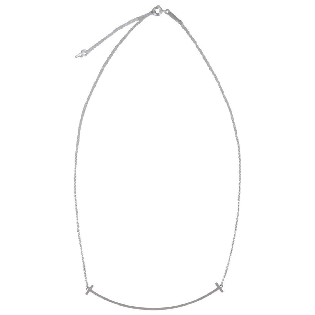 Tiffany T Smile Pendant Large 18k White Gold and Diamonds Front