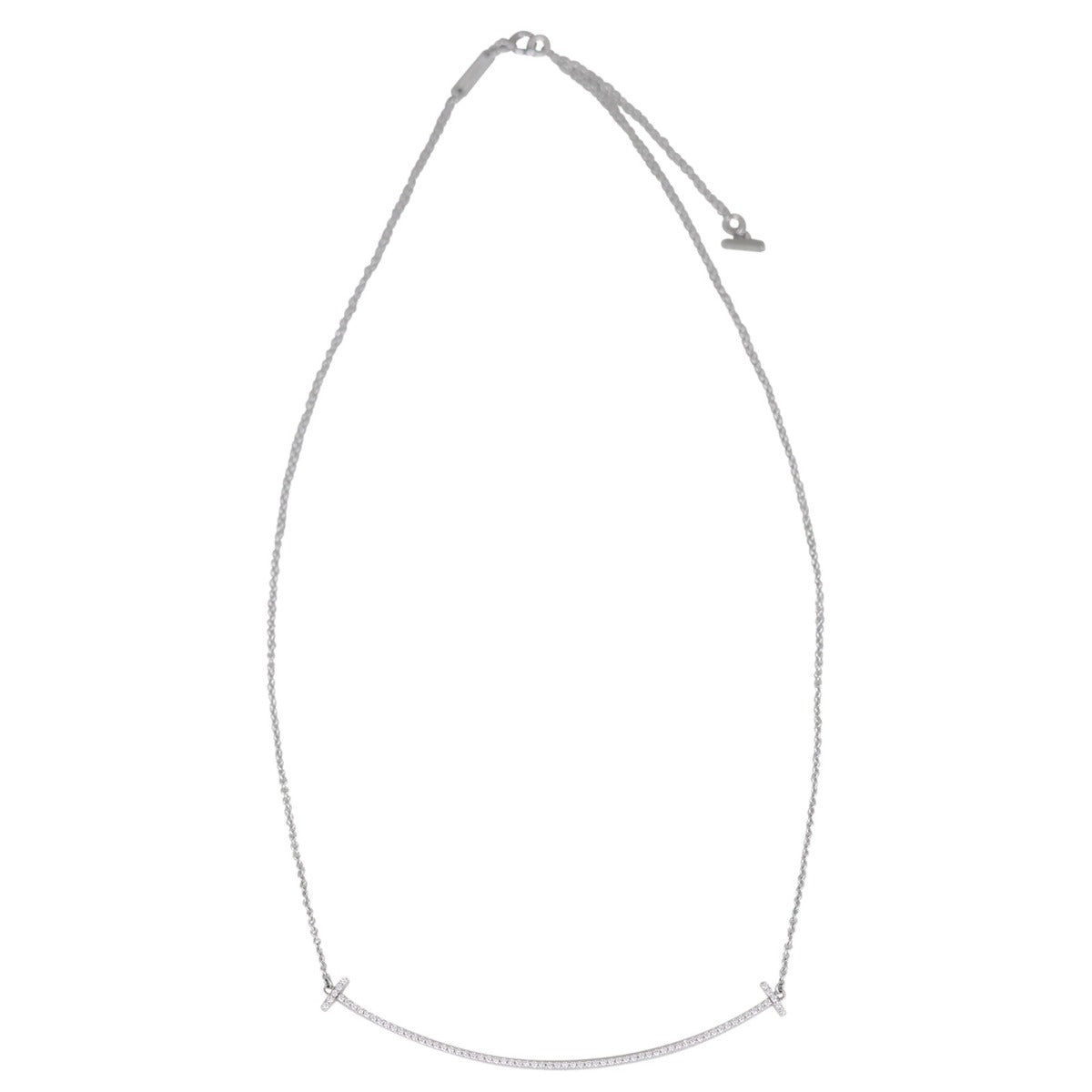 Tiffany T Smile Pendant Large 18k White Gold and Diamonds Back