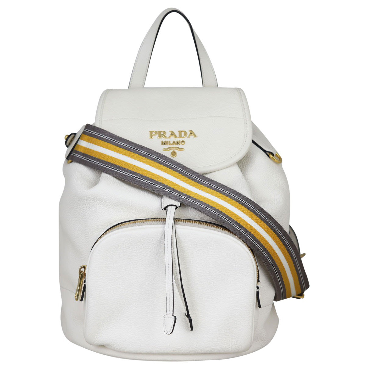 Prada Vitello Daino Convertible Strap Backpack Fron with Strap