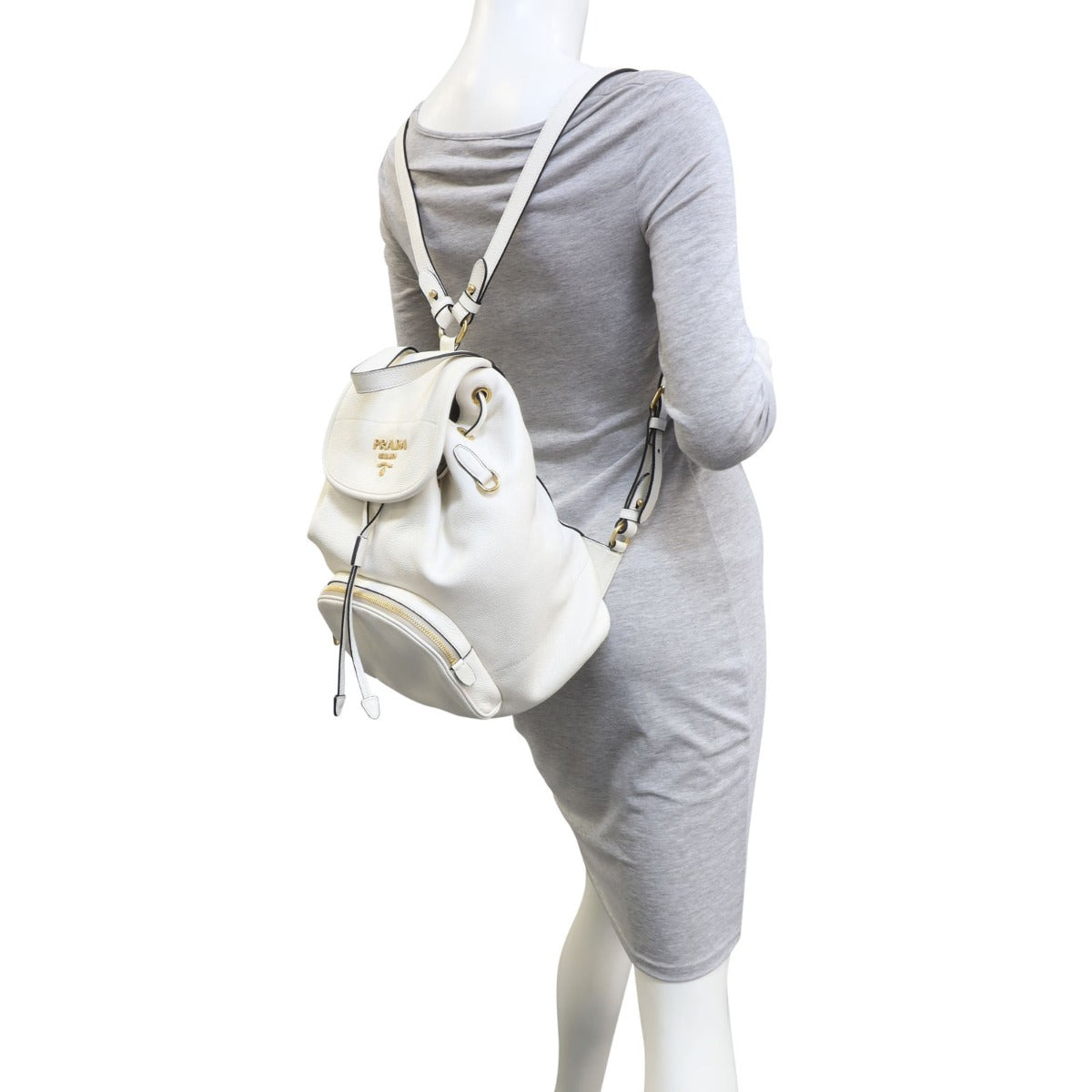 Prada Vitello Daino Convertible Strap Backpack Mannequin