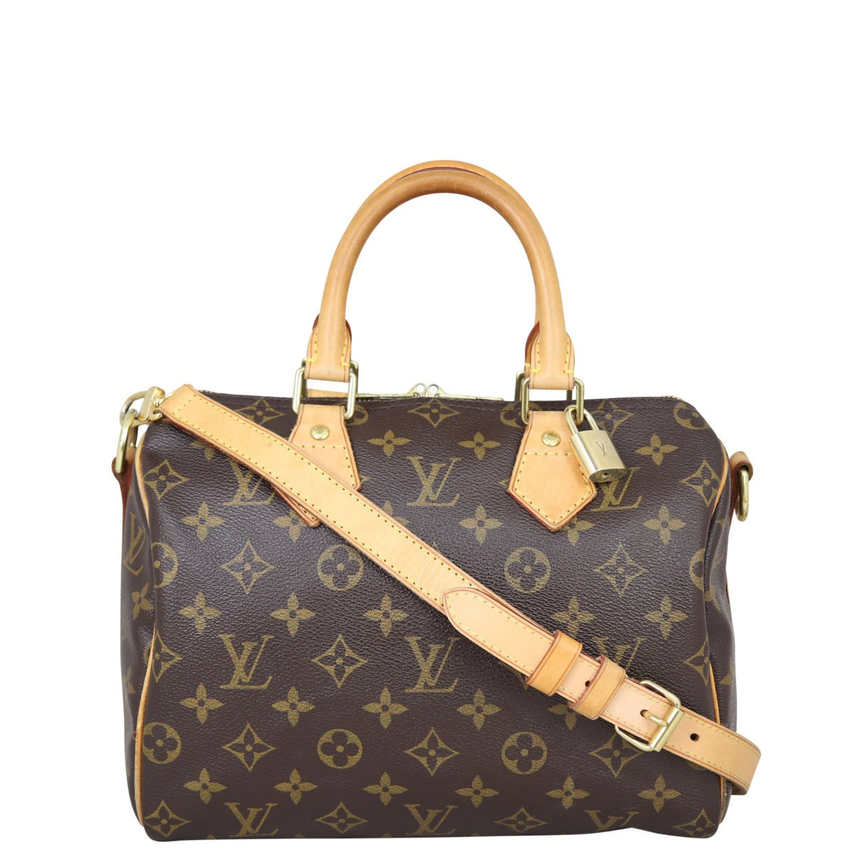 Louis Vuitton Speedy 25 Bandouliere Monogram Front with Strap