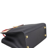 Louis Vuitton City Steamer MM (black, beige and red) Corner Closeup