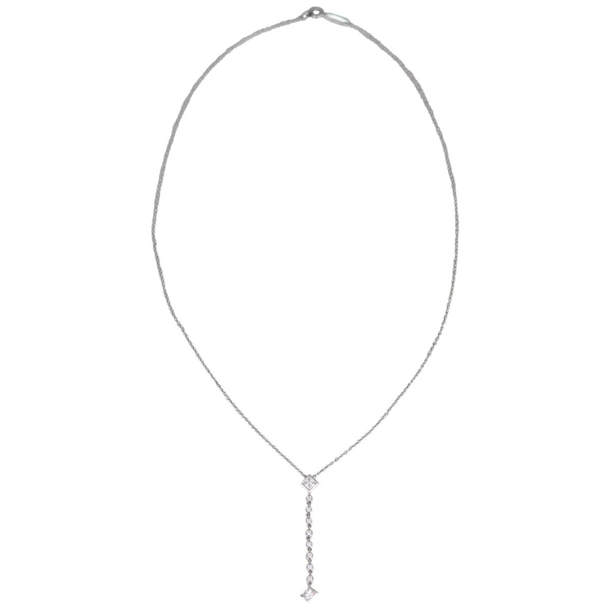 Tiffany & Co Platinum and Diamond Grace Drop Pendant Front