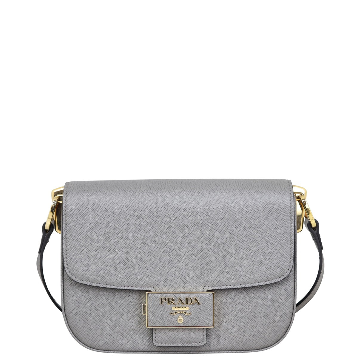 Prada Saffiano Embleme Shoulder Bag Front