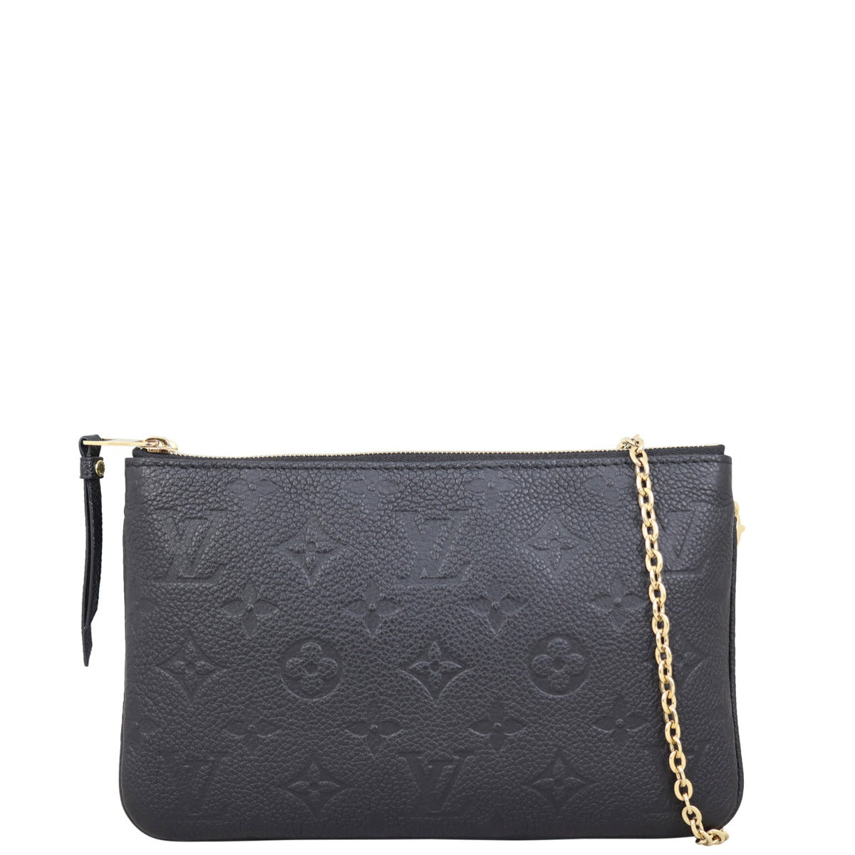Louis Vuitton Double Zip Pochette Monogram Empreinte Front with Strap