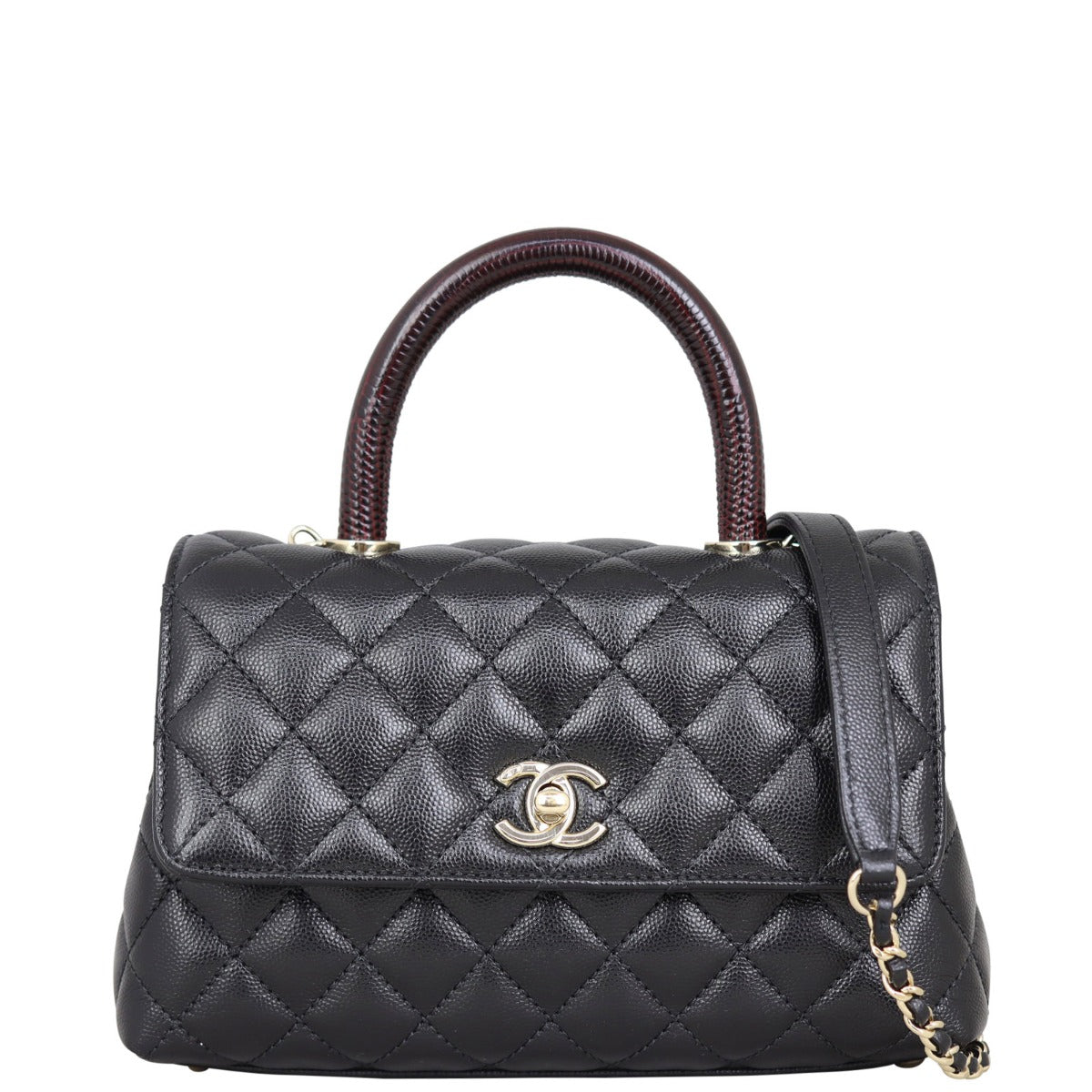 Chanel Coco Top Handle Mini Bag Front with Strap