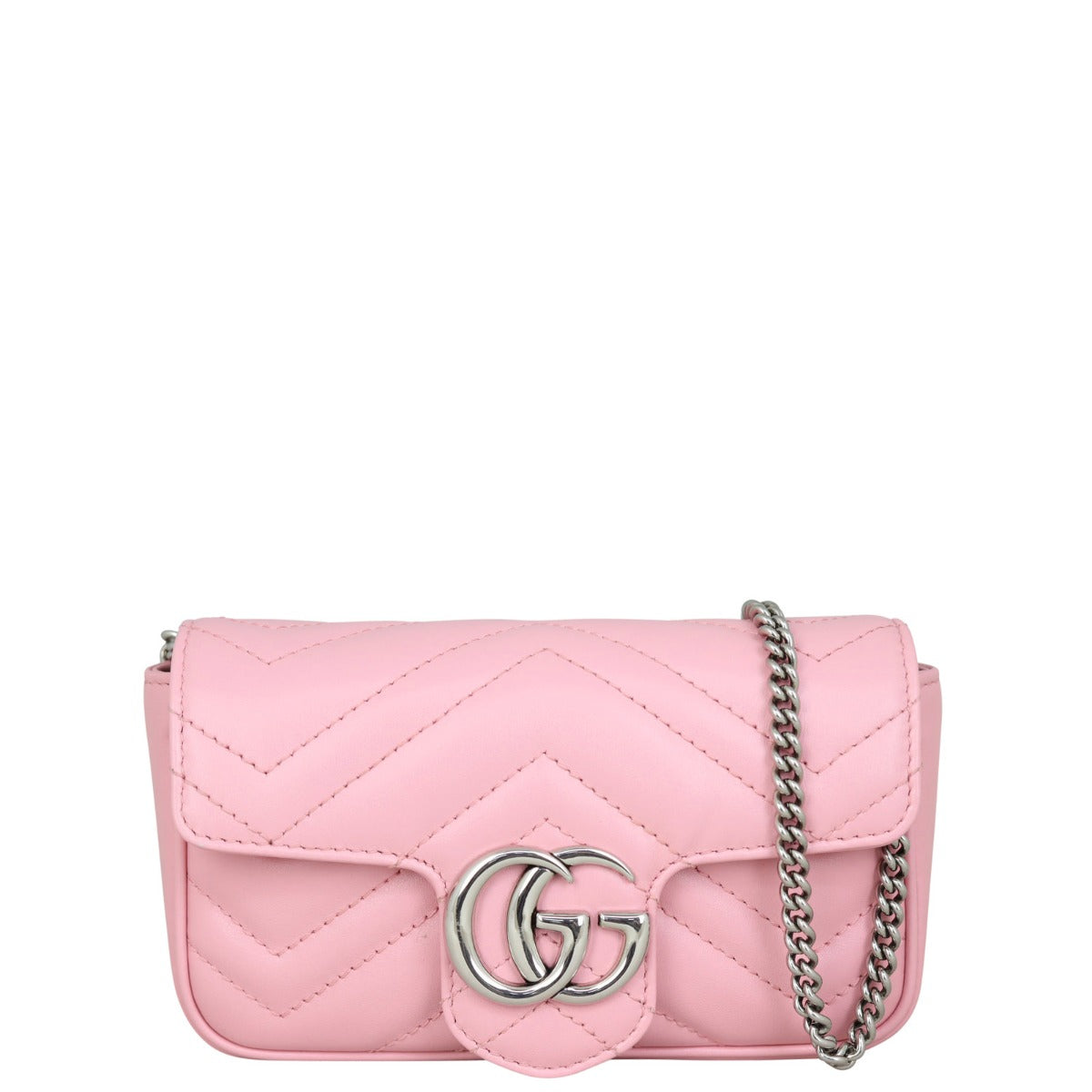 Gucci GG Marmont Super Mini Shoulder Bag Front with Strap