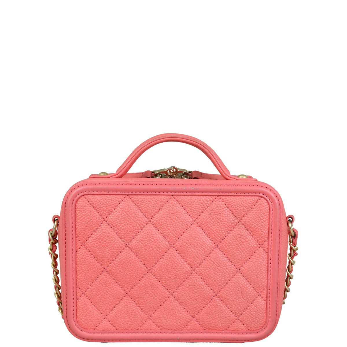 Chanel CC Filigree Vanity Case Small | Bright Coral – Luxe.It.Fwd