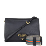 Prada Vitello Daino Crossbody Flap Bag Front with Strap