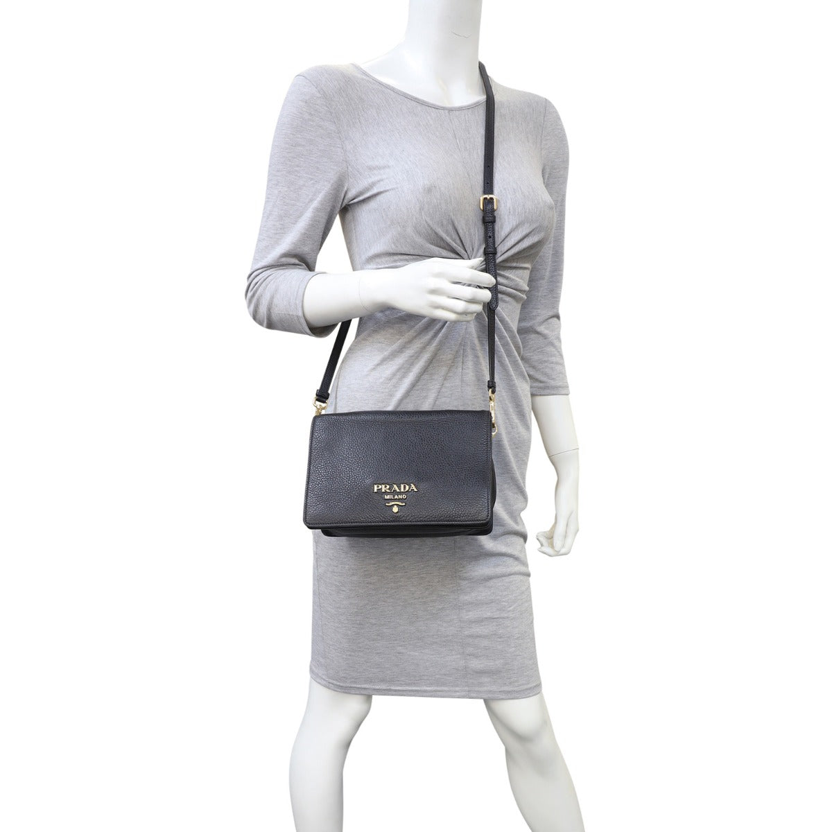 Prada Vitello Daino Crossbody Flap Bag Mannequin
