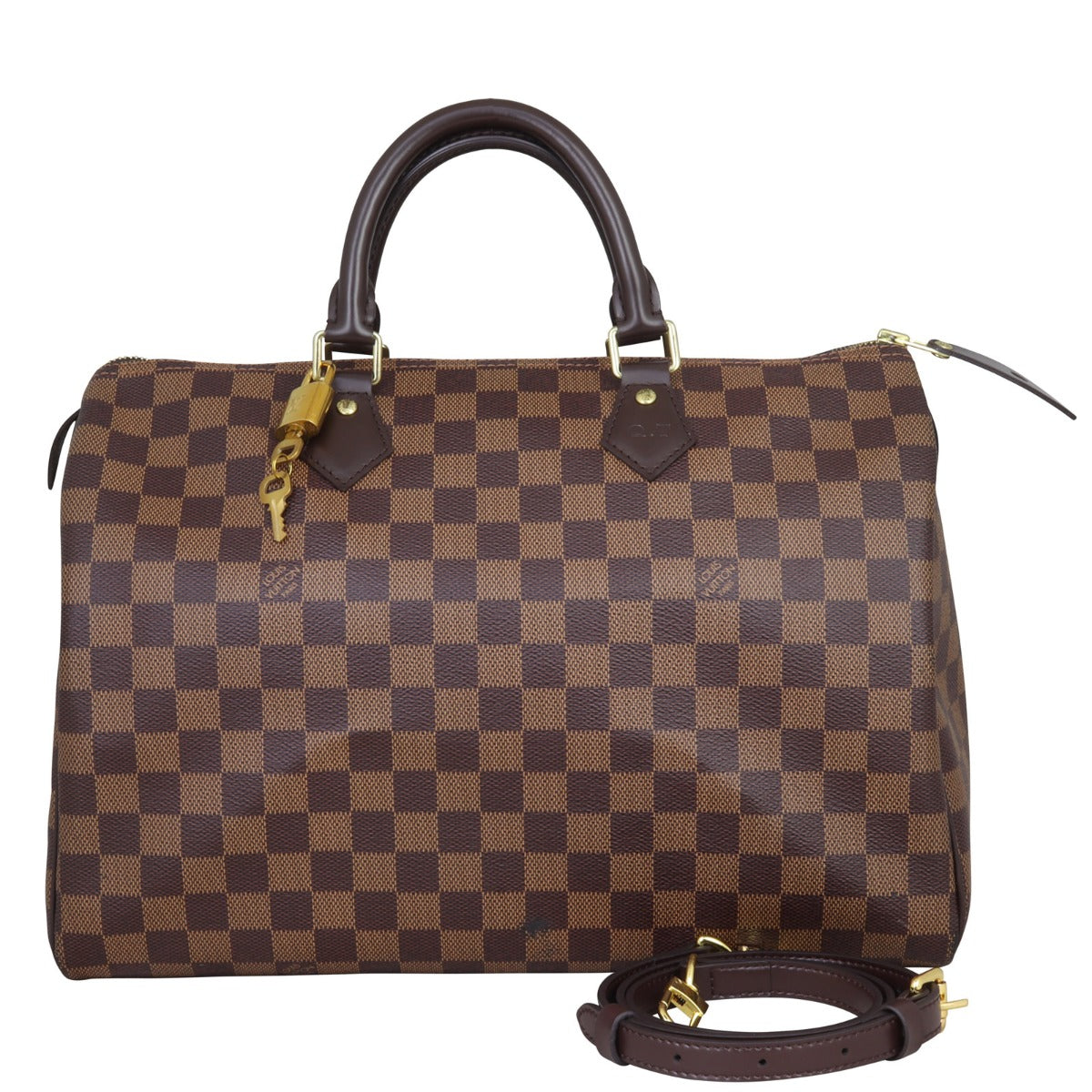 Louis Vuitton Speedy 35 Damier Ebene Front with Strap