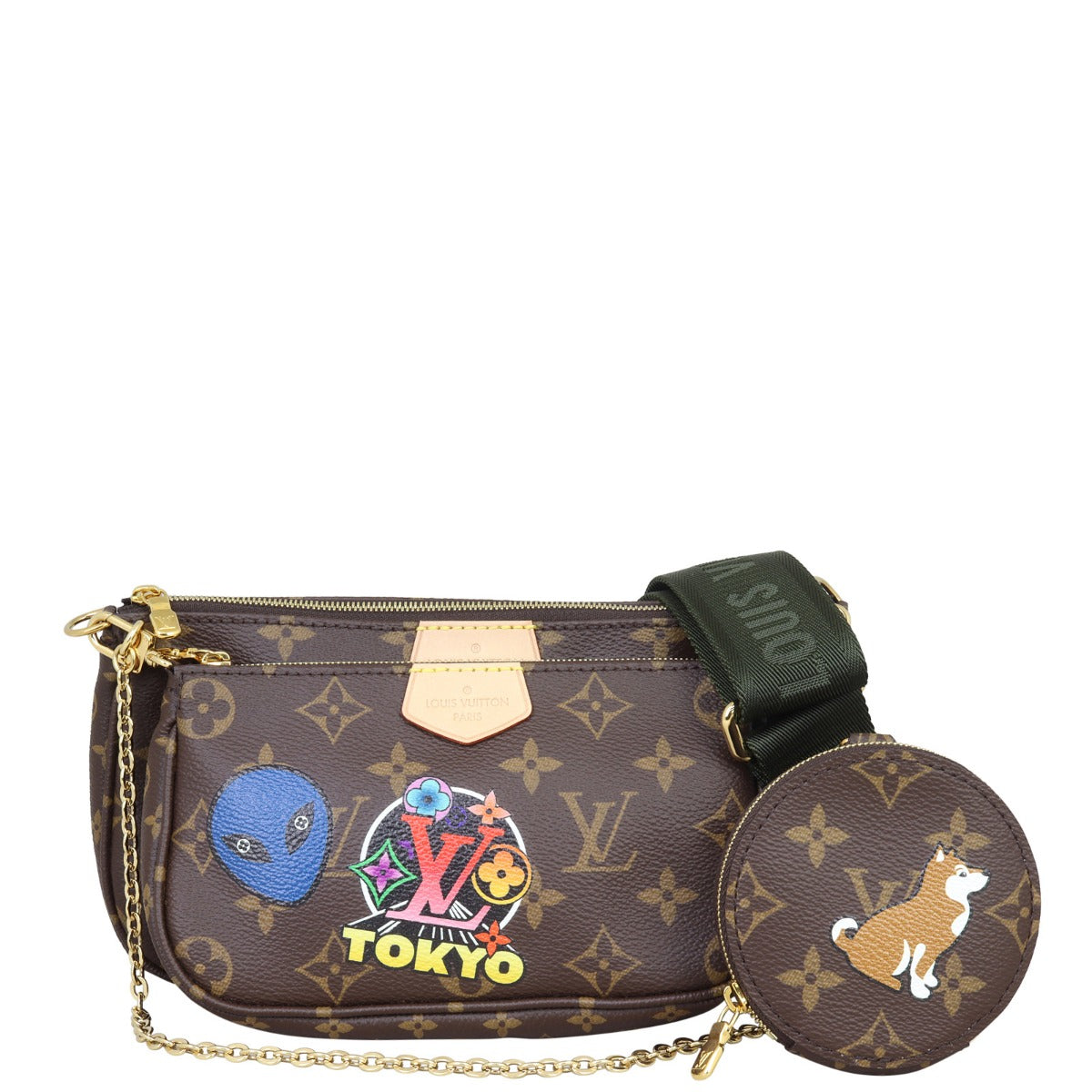 Louis Vuitton Multi Pochette Accessoires World Tour Monogram Front with Components