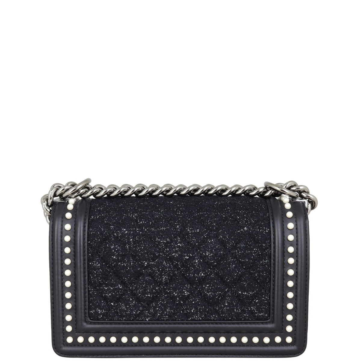 Chanel Boy Small Tweed Pearls Back