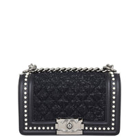Chanel Boy Small Tweed Pearls Front