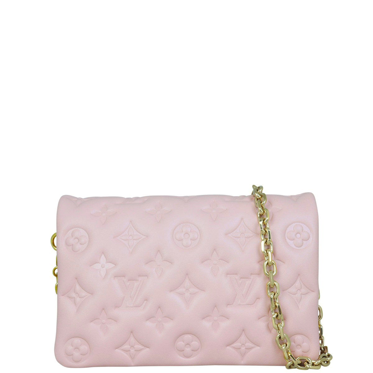 Louis Vuitton Pochette Coussin Monogram Embossed Lambskin Front with Strap