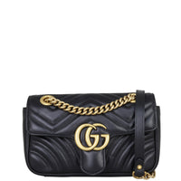 Gucci GG Marmont Matelasse Mini Shoulder Bag Front with Strap