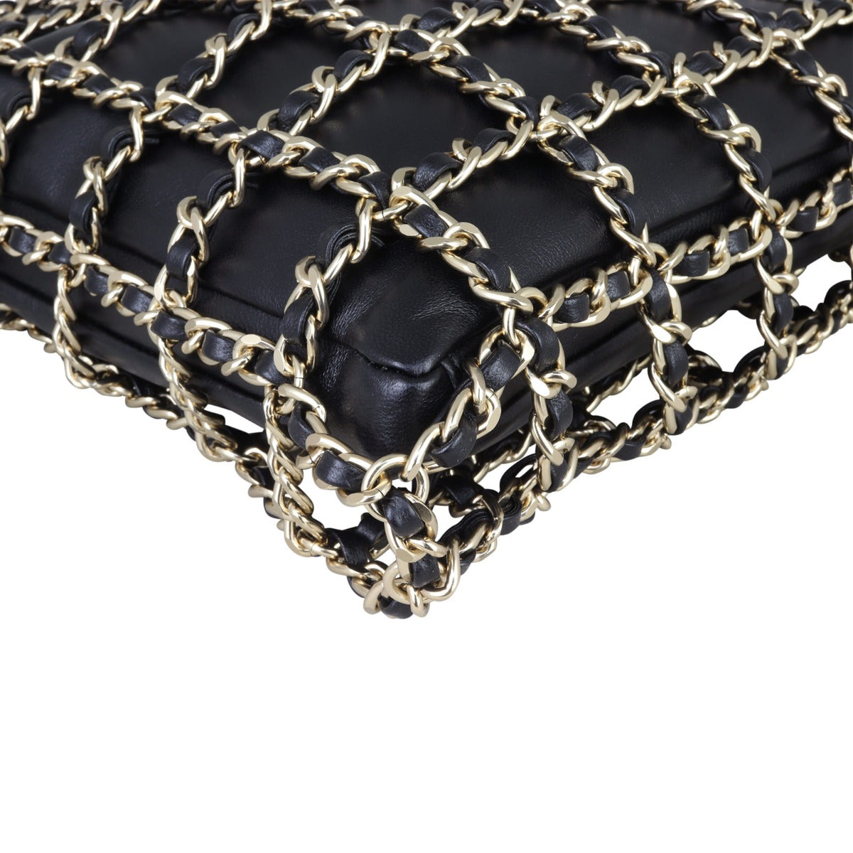 Chanel Lambskin Tote with Chain Corner Closeup