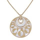 Bvlgari Intarsio Mother of Pearl 18k Yellow Gold Diamond Necklace Pendant Front