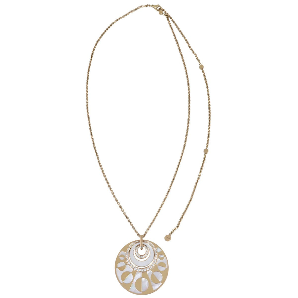 Bvlgari Intarsio Mother of Pearl 18k Yellow Gold Diamond Necklace Front