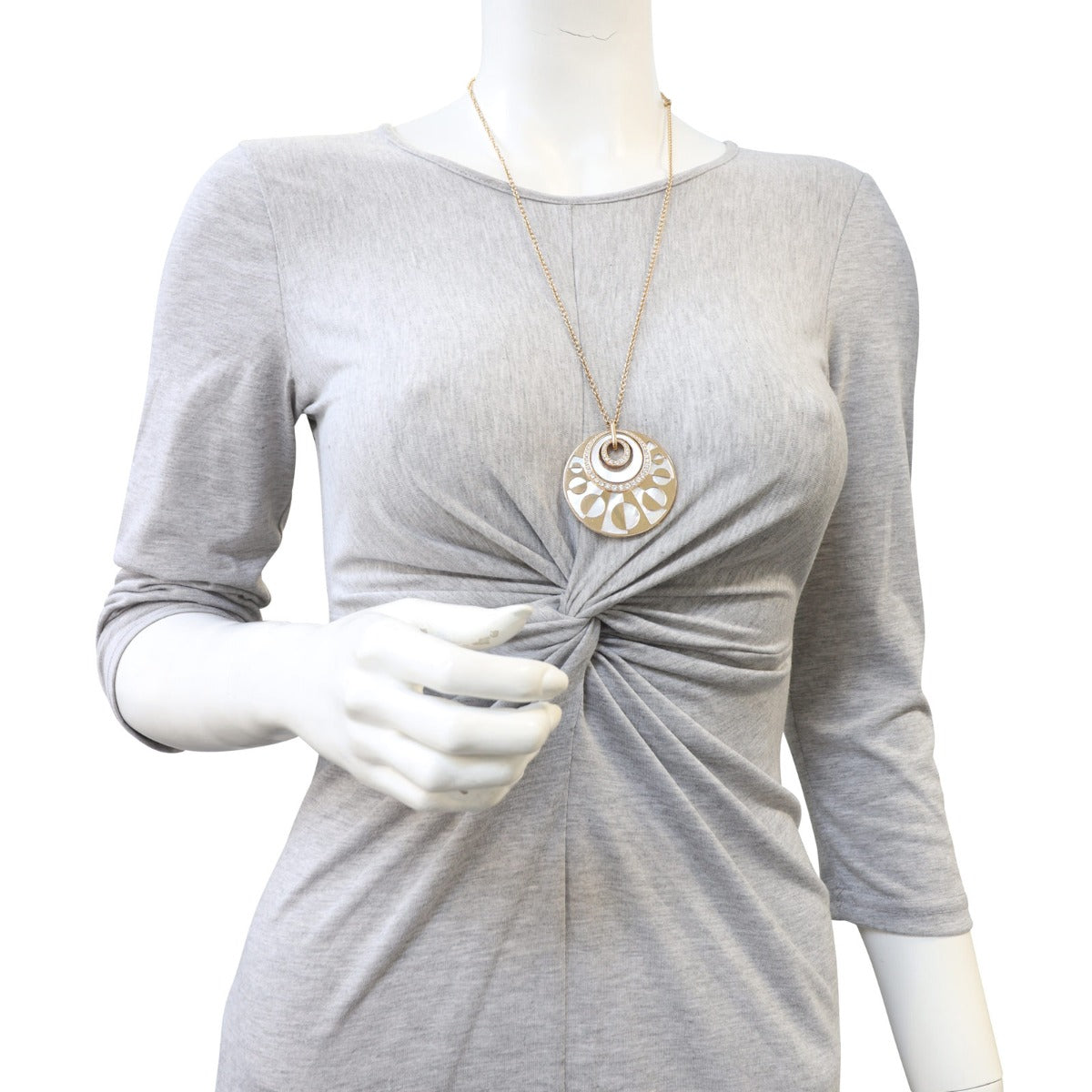 Bvlgari Intarsio Mother of Pearl 18k Yellow Gold Diamond Necklace Mannequin