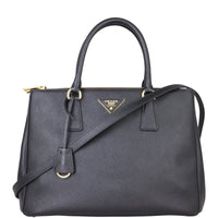 Prada Saffiano Lux Galleria Double Zip Tote Medium Front with Strap