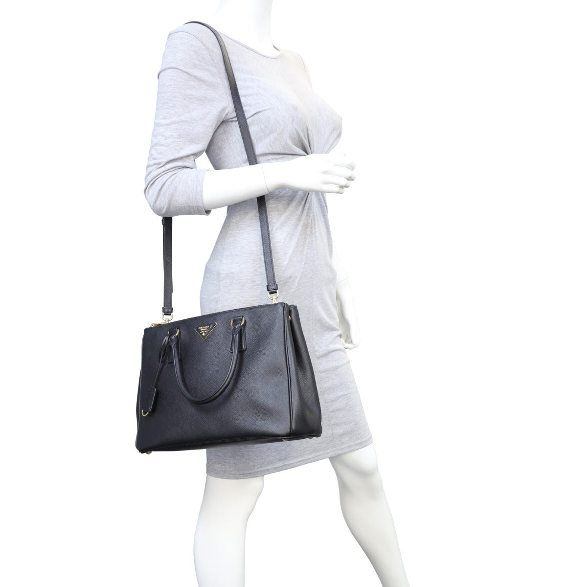 Prada Saffiano Lux Galleria Double Zip Tote Medium Mannequin