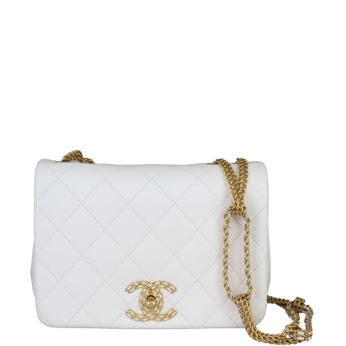 Chanel Looping Chain Flap Bag Front Showing Chain