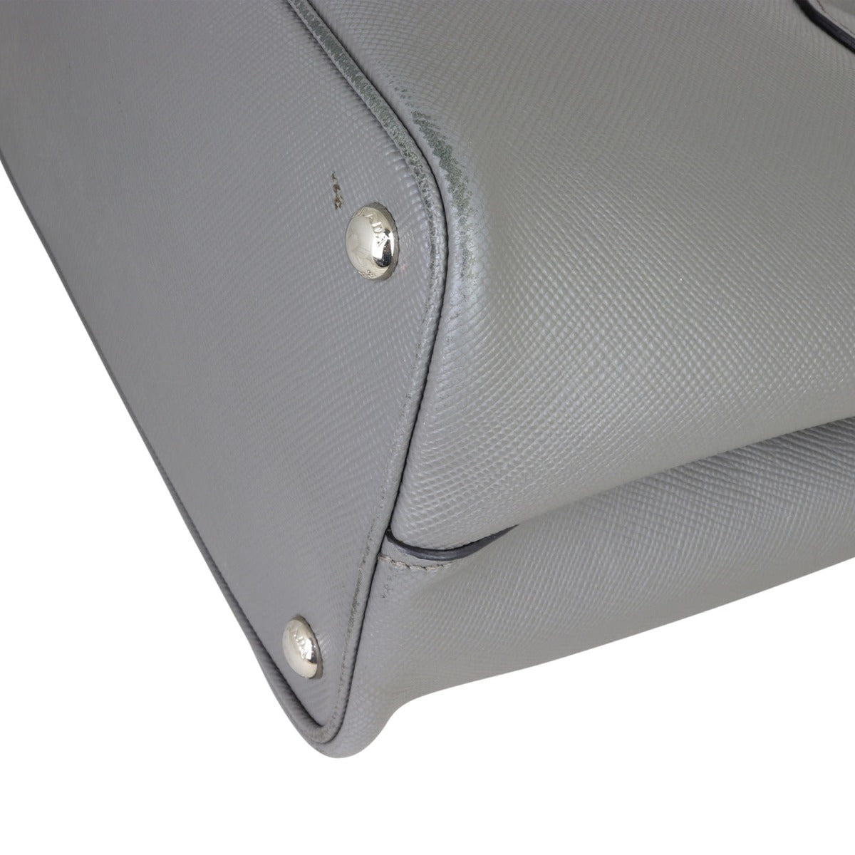 Prada Saffiano Cuir Double Bag Small Corner Closeup