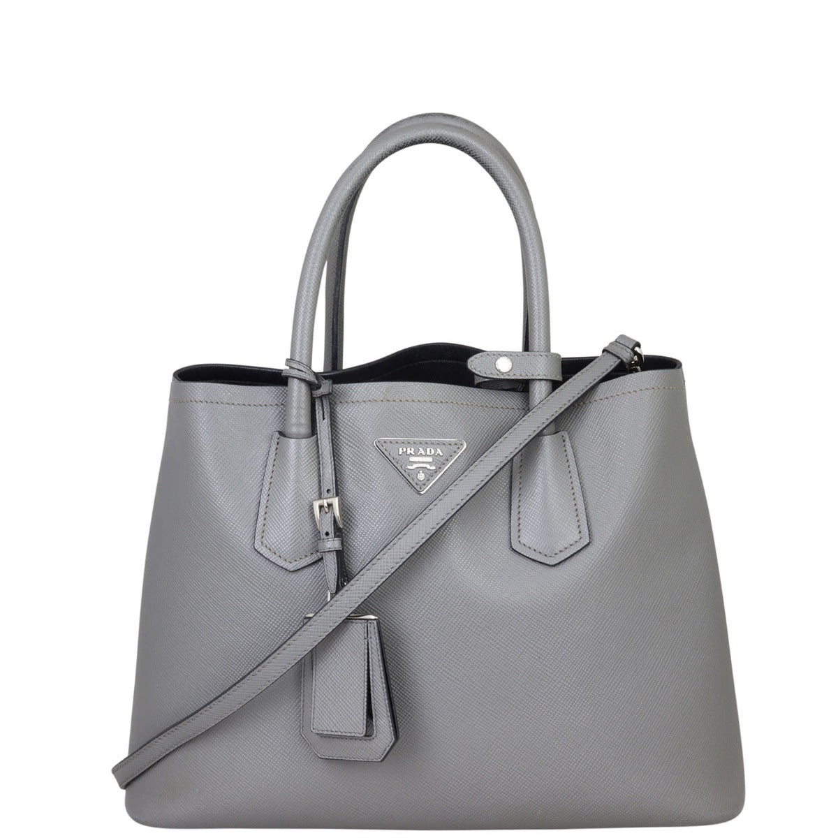 Prada Saffiano Cuir Double Bag Small Front with Strap