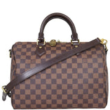 Louis Vuitton Speedy 30 Bandouliere Damier Ebene Front with Strap