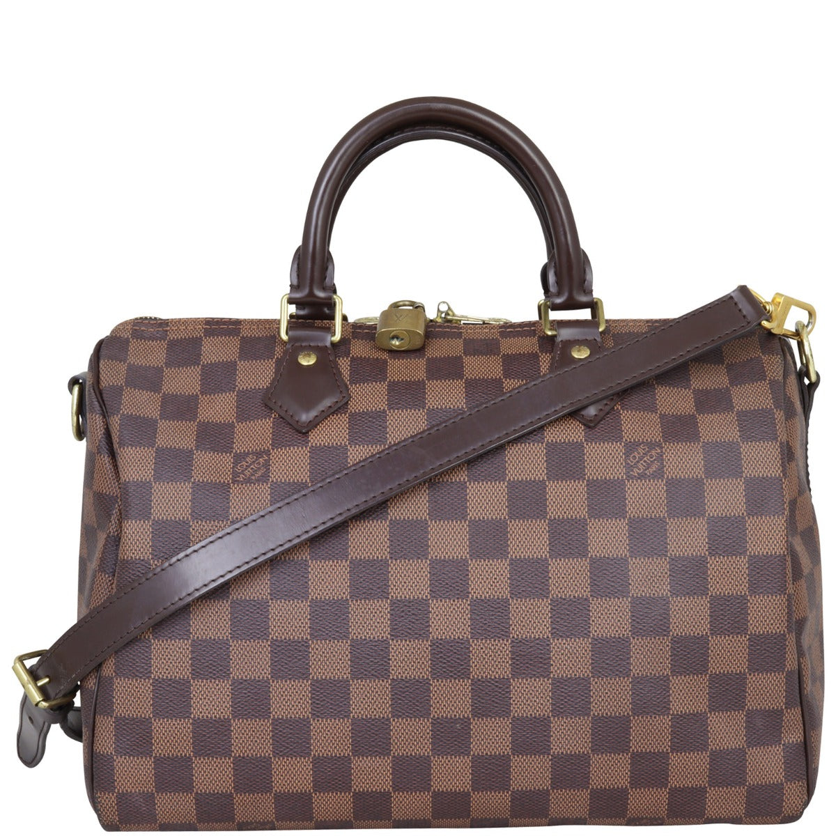 Louis Vuitton Speedy 30 Bandouliere Damier Ebene Front with Strap
