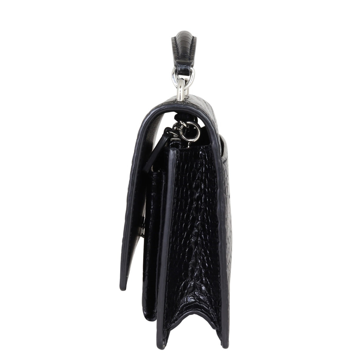 Saint Laurent Sunset Chain Wallet Croc Embossed Side