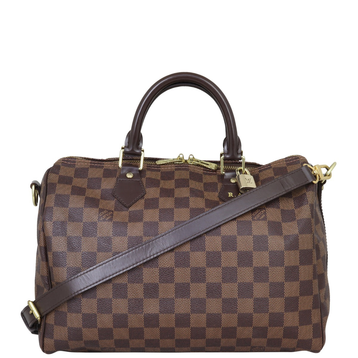 Louis Vuitton Speedy 30 Bandouliere Damier Ebene Front with Strap