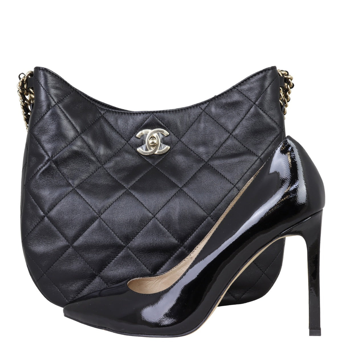 Chanel CC Lambskin Hobo Shoe