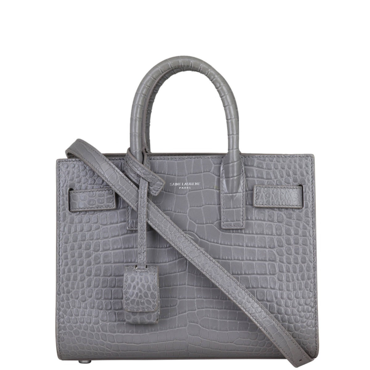 Saint Laurent Sac de Jour Nano Croc-Embossed Front with Strap