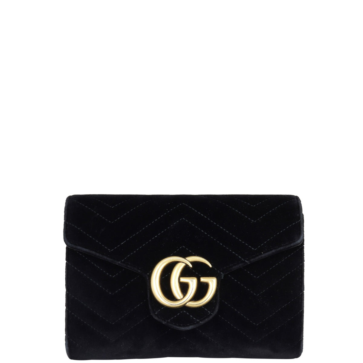 Gucci GG Marmont Matelasse Velvet Chain Wallet Front
