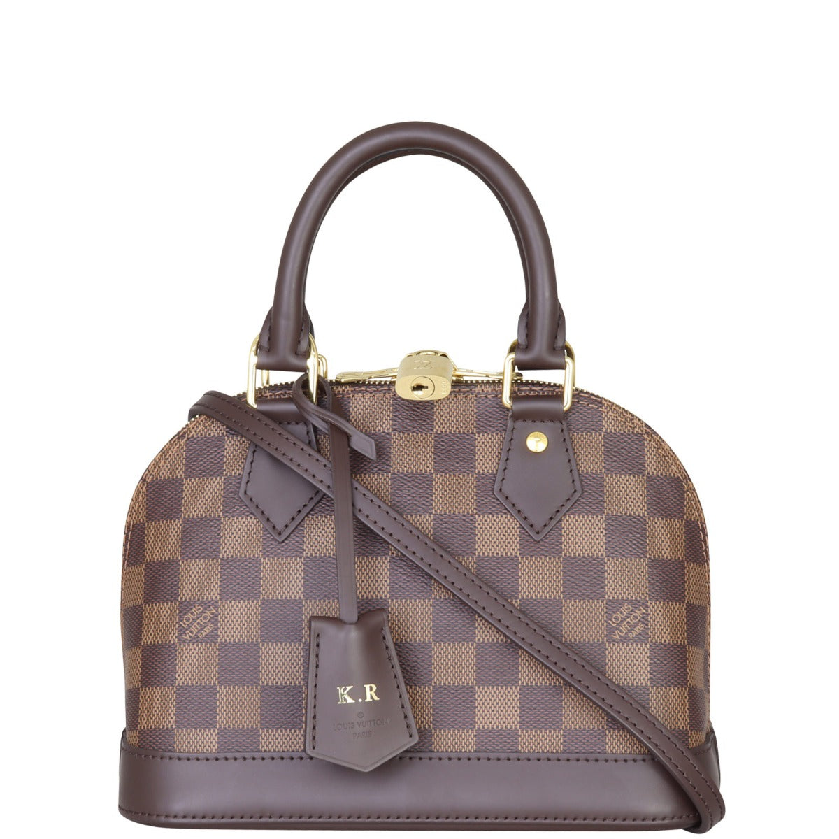 Louis Vuitton Alma BB Damier Ebene Front with Strap