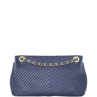 Chanel Surpique Chevron Single Flap Bag Back
