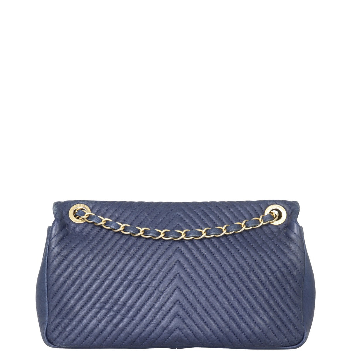 Chanel Surpique Chevron Single Flap Bag Back