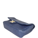 Chanel Surpique Chevron Single Flap Bag Corner Closeup