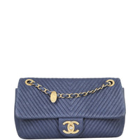 Chanel Surpique Chevron Single Flap Bag Front