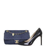 Chanel Surpique Chevron Single Flap Bag Shoe