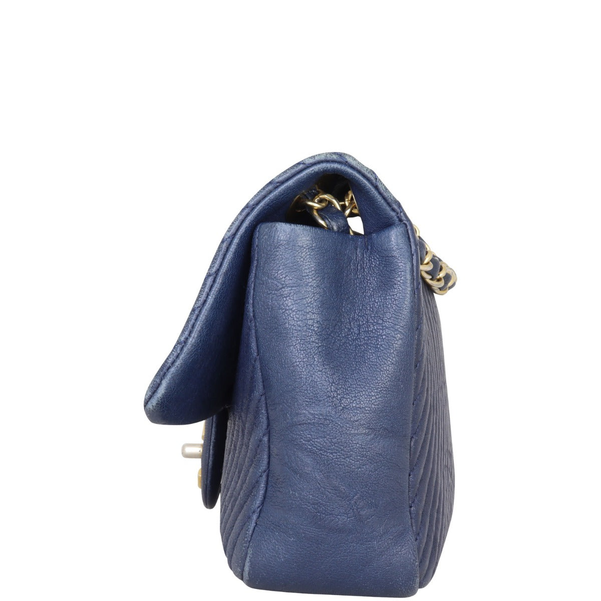 Chanel Surpique Chevron Single Flap Bag Side