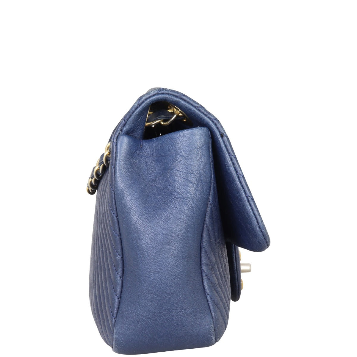 Chanel Surpique Chevron Single Flap Bag Side