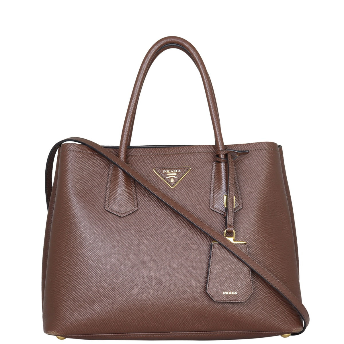 Prada Saffiano Cuir Double Bag Large Front with strap