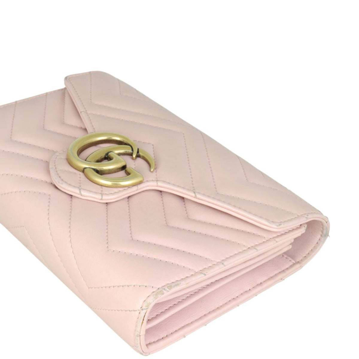 Gucci GG Marmont Matelasse Chain Wallet Corner Closeup