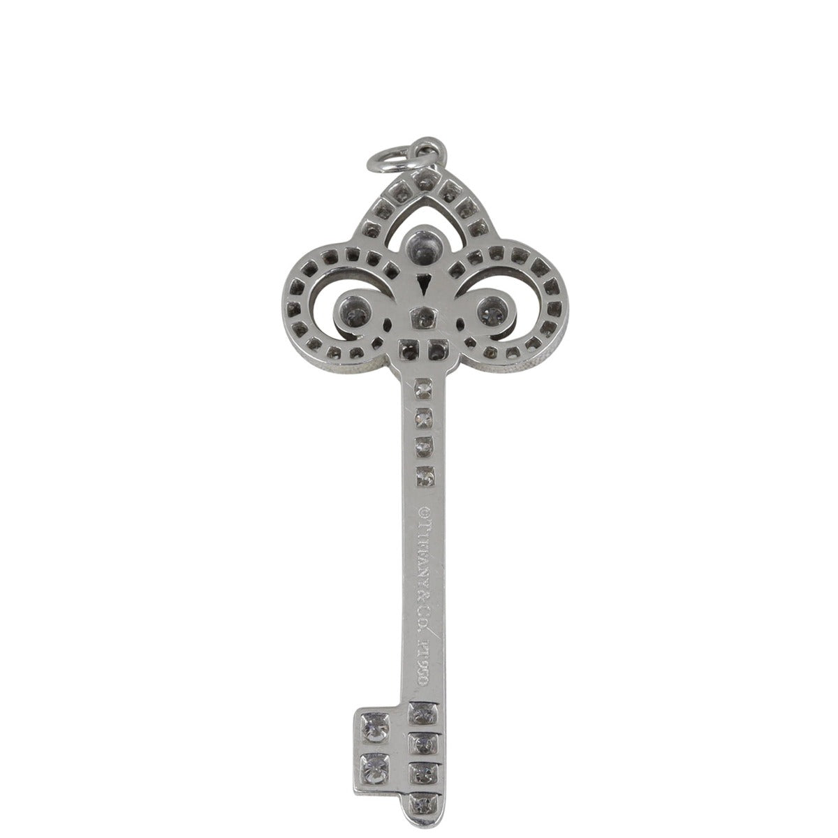 Tiffany & Co Fleur de Lis Key Platinum Diamond Pendant (no necklace)