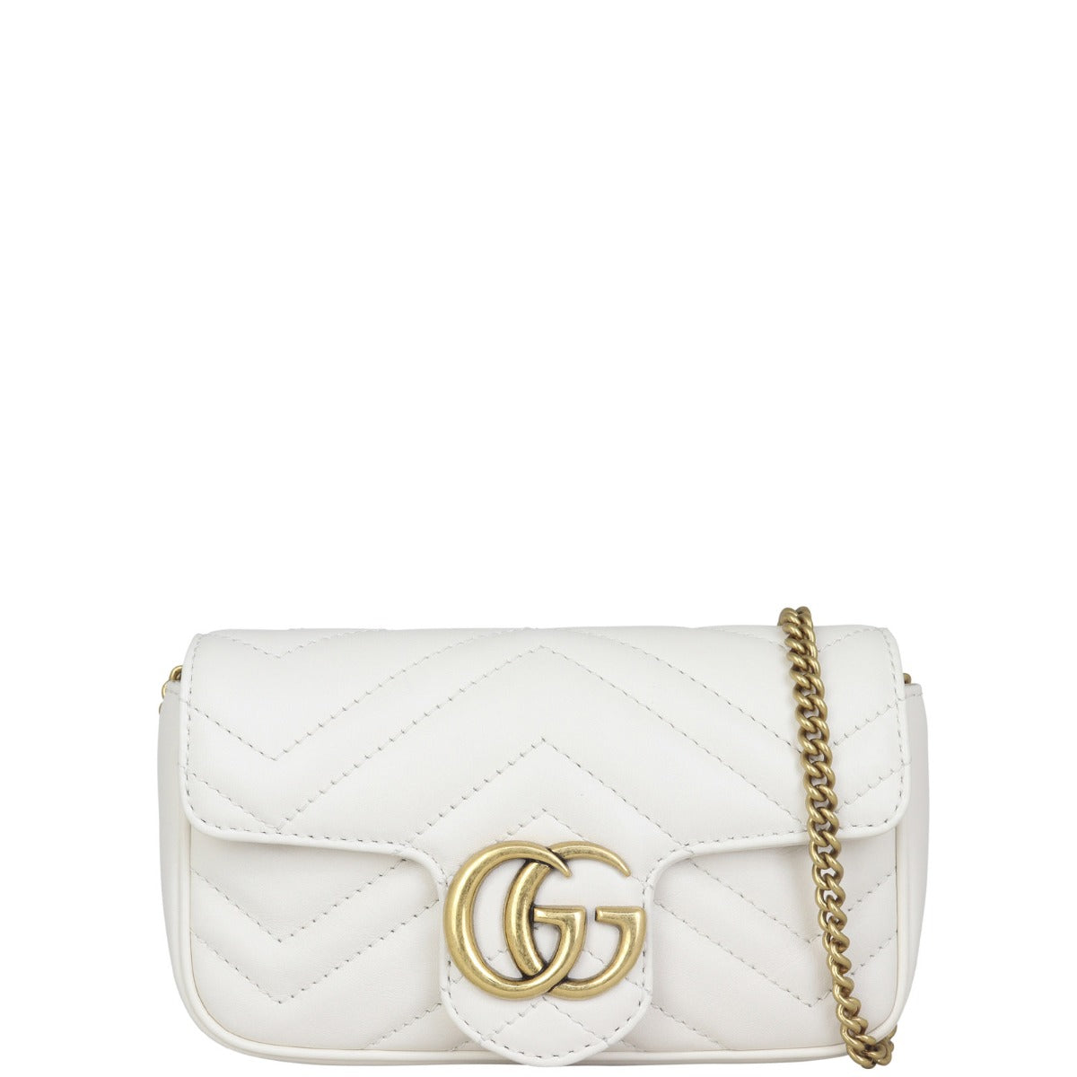 Gucci GG Marmont Super Mini Shoulder Bag Front with Strap